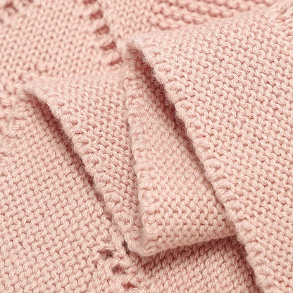 Copertina Neonato Multifunzione in Cotone 70 × 90 cm – Plaid in Maglia per Culla, Passeggino e Avvolgimento