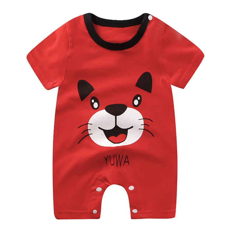Pagliaccetto in Cotone per Neonato – Tutina a Maniche Corte con Stampe, Body Intero Unisex per Neonati