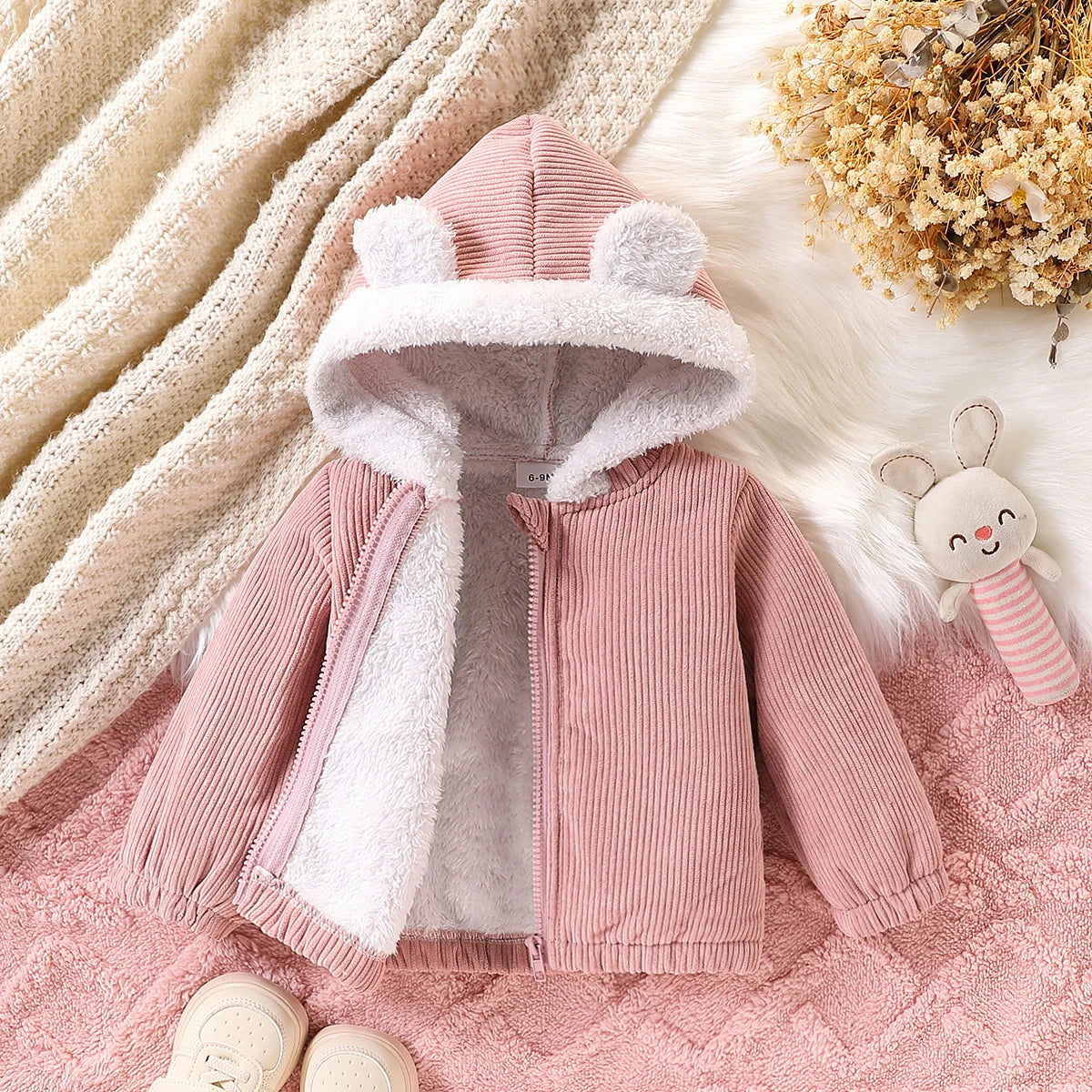 Giacca Bambina in Velluto a Coste con Cappuccio e Interno Morbido – Autunno Inverno