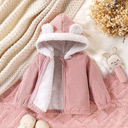 Giacca Bambina in Velluto a Coste con Cappuccio e Interno Morbido – Autunno Inverno