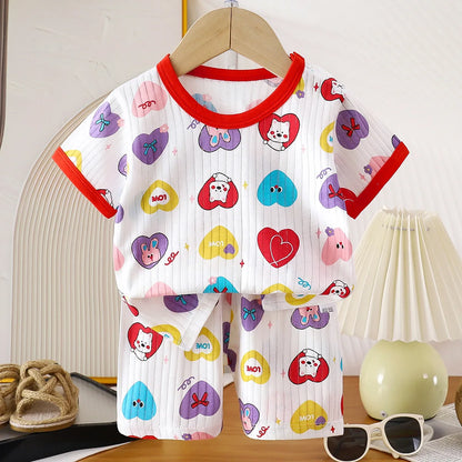 Pigiama Bambino Leggero 2 Pezzi con T-Shirt e Pantaloncini Fantasia