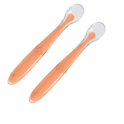 Set 2 Cucchiaini Svezzamento Neonato in Silicone Morbido – Posate Prima Pappa con Manico Antiscivolo