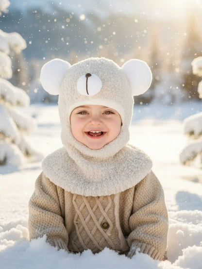 Passamontagna Invernale Bambino e Bambina – Cappello con Scaldacollo Integrato e Orecchie da Orsetto