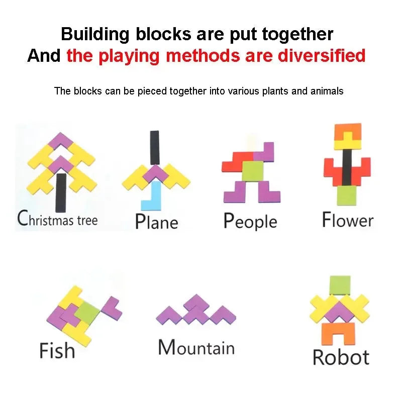 Puzzle Creativo in Legno con Forme Geometriche – Gioco Educativo di Logica e Composizione