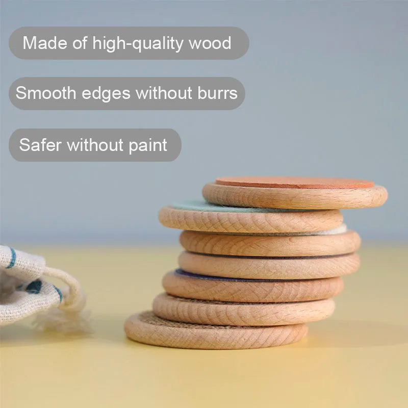 Dischi Sensoriali Tattili in Legno – Gioco Montessori di Abbinamento 7 Pezzi
