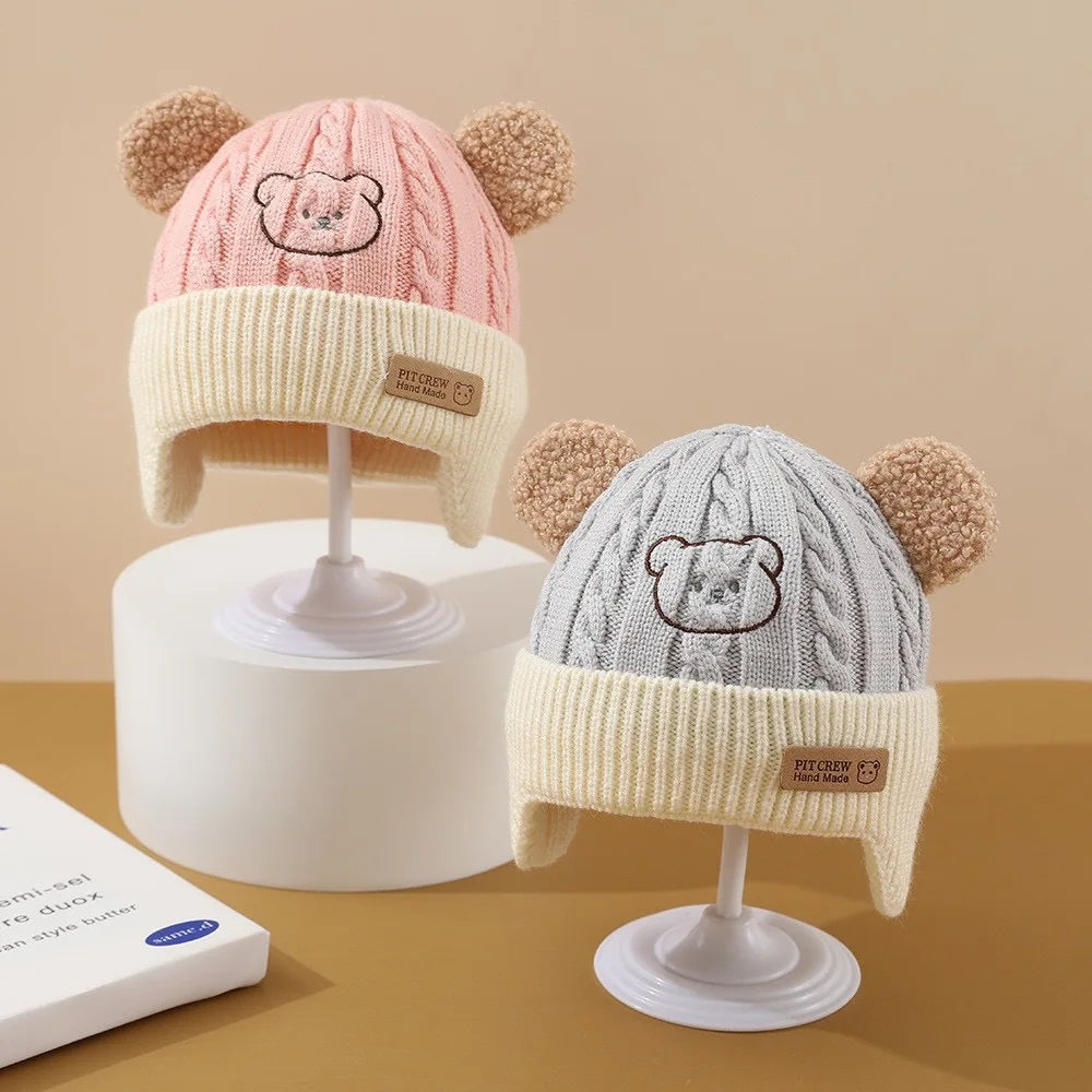 Cappello Invernale Bambino con Paraorecchie – Berretto in Maglia Foderato con Orecchie da Orsetto
