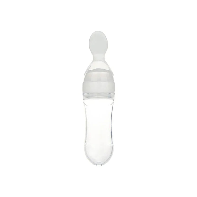 Cucchiaio Dosatore per Pappa 90 ml – Biberon Spremibile in Silicone per Svezzamento con Supporto