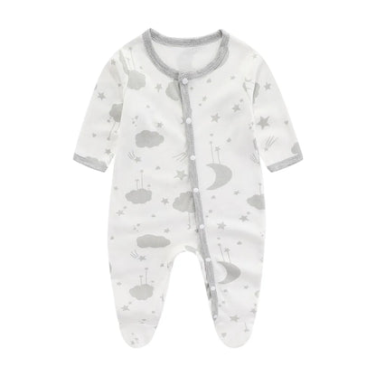 Tutina Intera Neonato 100% Cotone – Manica Lunga con Bottoni Frontali