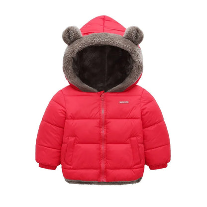 Giubbotto Invernale Bambino e Bambina – Piumino Imbottito con Interno in Pile e Cappuccio con Orecchie