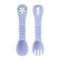 Set Posate Svezzamento in Silicone con Massaggiagengive – Cucchiaino e Forchettina Ergonomici per Bambini