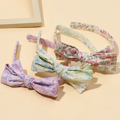Cerchietto per Capelli Bambina con Fiocco e Fantasia Floreale Retrò