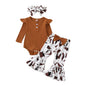 Completo Neonata 0-12 Mesi – Body a Costine Manica Lunga e Pantaloni a Zampa Leopardati