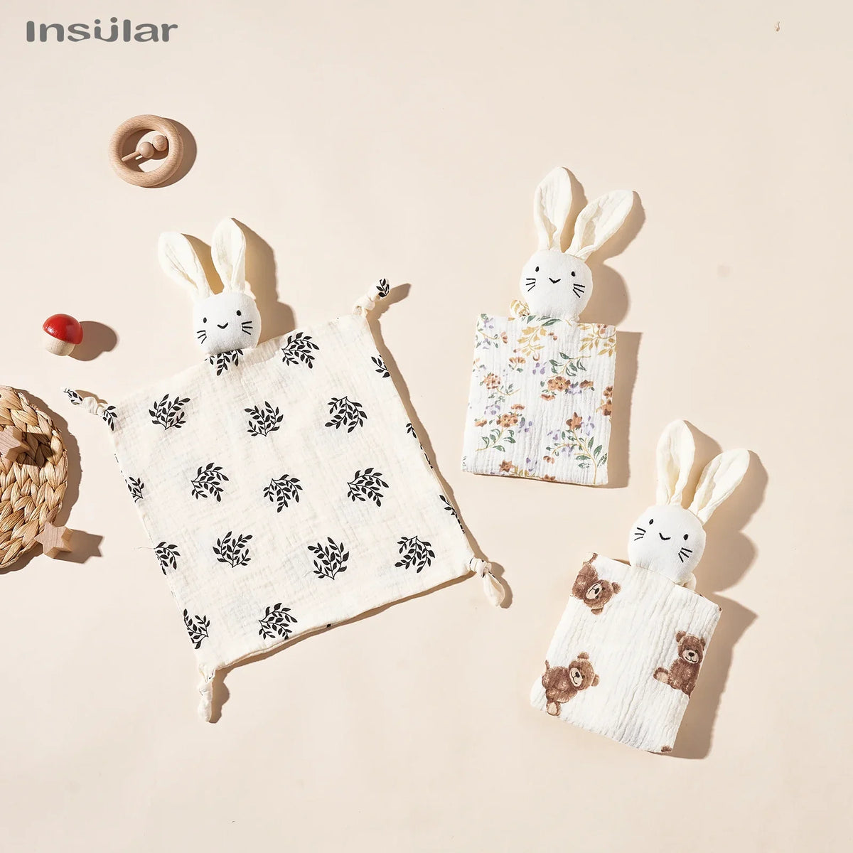 Doudou Coniglietto in Mussola di Cotone – Copertina Coccole per Neonati e Bambini