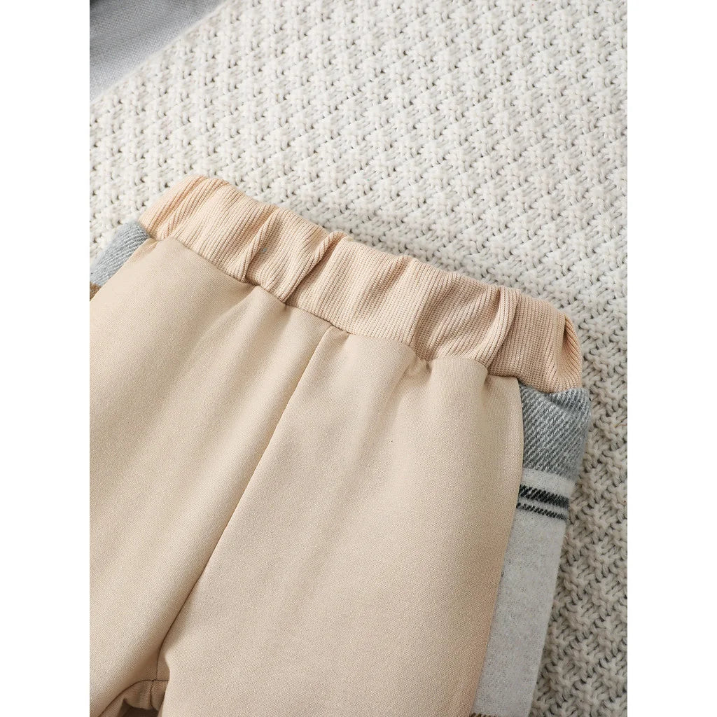 Completo Bambino 2 Pezzi Autunno Inverno – Giacca a Quadri con Cappuccio e Pantaloni Jogger