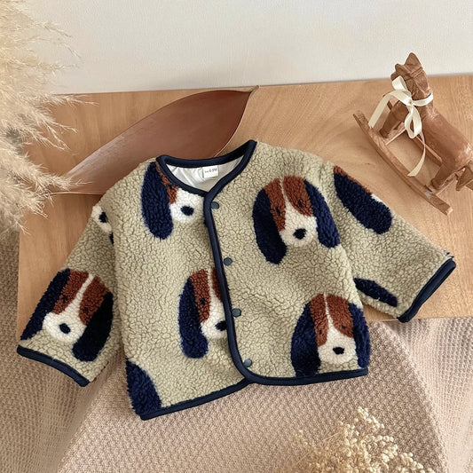 Giacca Bambino in Pile Sherpa – Cardigan Foderato con Bottoni a Pressione