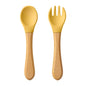 Set Posate da Apprendimento per Bambini – Cucchiaio e Forchetta in Silicone con Manico in Legno