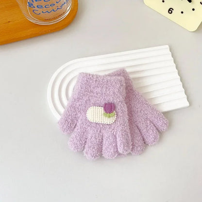 Guanti Invernali in Lana per Neonati e Bambini 1–3 Anni – Morbidi, con Decorazione Ricamata