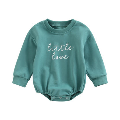 Body Felpato Neonato in Cotone "Little Love" a Maniche Lunghe | Unisex Autunno Primavera
