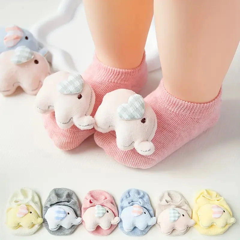 Calzini per Neonato con Animaletti 3D in Cotone | Morbidi e Traspiranti 0-1 Anni