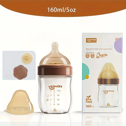 Biberon Anticolica in Vetro Borosilicato con Tettarella in Silicone BPA Free – Collo Largo 120/160/240 ml