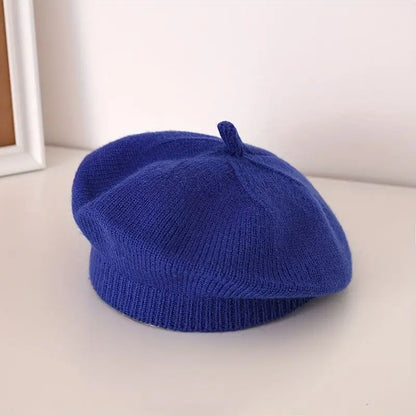 Berretto Basco Bimba in Maglia con Fiore – Autunno Inverno
