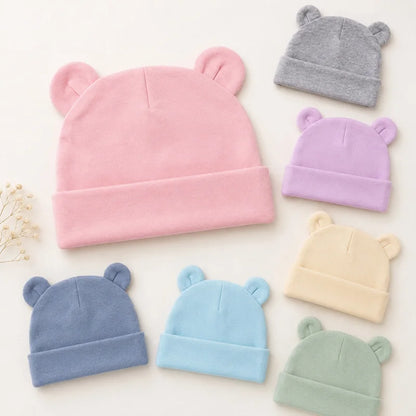 Cappellino Neonato in Cotone con Orecchiette – Berretto Morbido Elasticizzato 0-12 Mesi