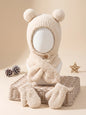 Set Invernale Neonato Effetto Teddy – Cappello Copriorecchie, Sciarpa e Guanti a Muffola