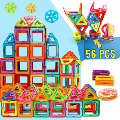 Costruzioni Magnetiche Colorate – Gioco Creativo di Forme Geometriche 32/56 Pezzi