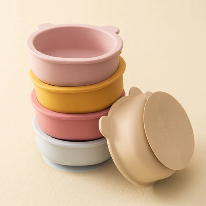 Ciotola con Ventosa per Bambini in Silicone – Piatto Pappa Antiscivolo a Forma di Orsetto