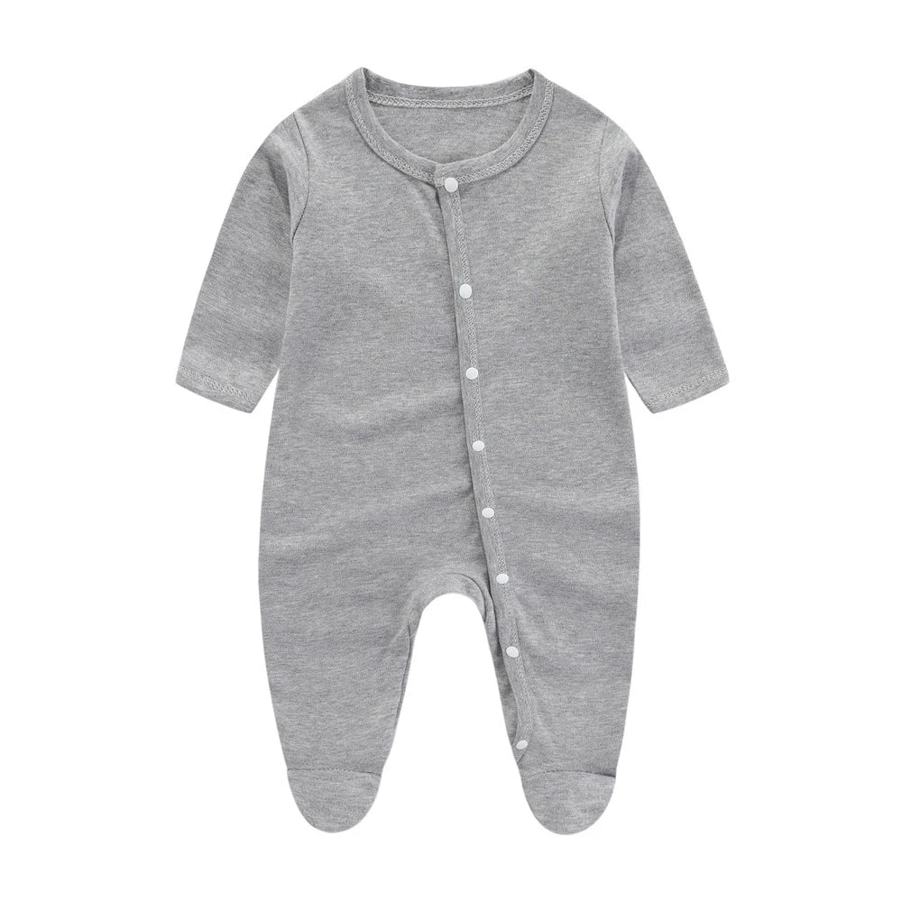 Tutina Intera Neonato 100% Cotone – Manica Lunga con Bottoni Frontali