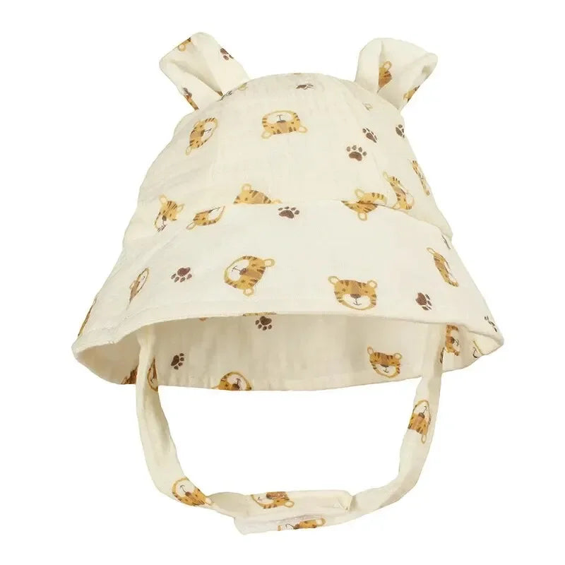 Cappello da Sole Neonato con Orecchie da Coniglietto in Cotone – Cappellino Estivo Regolabile 0-12 Mesi