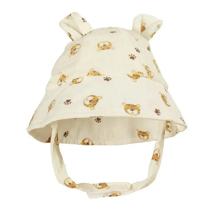 Cappello da Sole Neonato con Orecchie da Coniglietto in Cotone – Cappellino Estivo Regolabile 0-12 Mesi