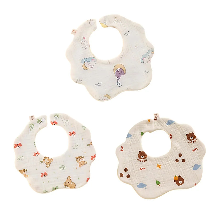 Set da 3 Bavaglini in Mussola di Cotone a Fiore – Morbidi, Assorbenti e Delicati sulla Pelle