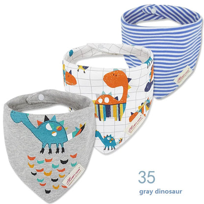 Set 3 Bavaglini Bandana Neonato in Cotone Morbido con Fantasie – Bavette Assorbenti Unisex per Maschietto e Femminuccia 0-12 Mesi