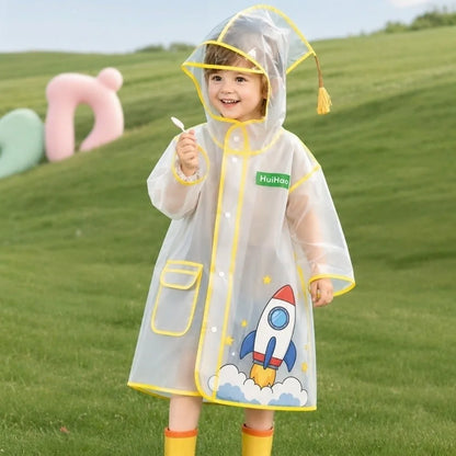 Impermeabile Bambini in EVA Trasparente – Giacca Antipioggia con Cappuccio e Tasche