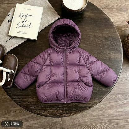 Giubbotto Invernale Bambino e Bambina Imbottito con Cappuccio e Interno in Peluche