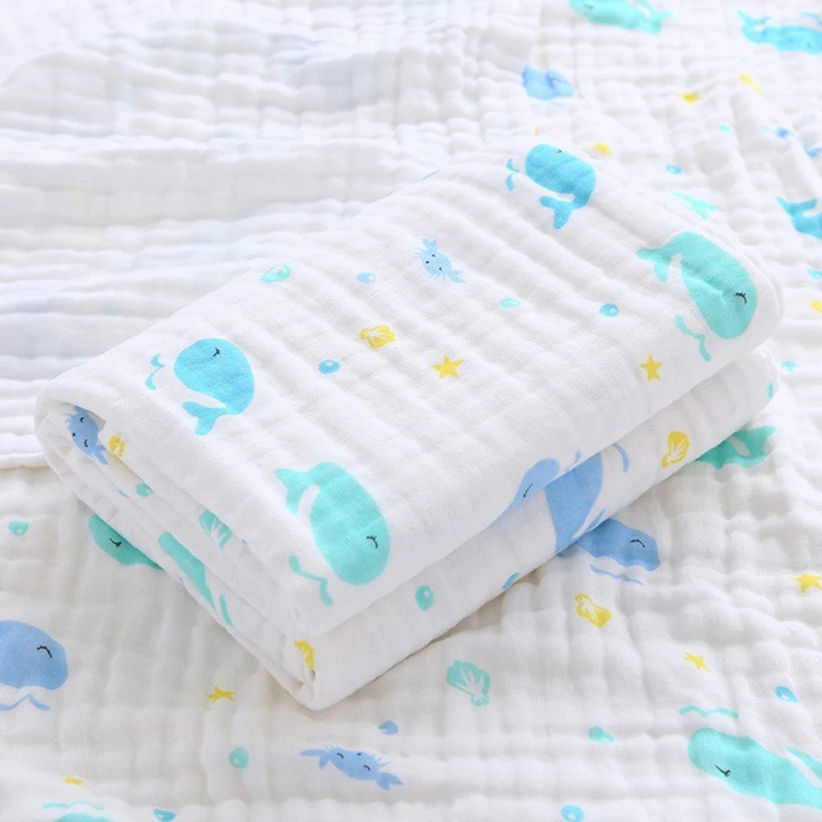 Telo Bagnetto in Garza di Cotone 4 Strati 70×90 cm per Neonati e Bambini