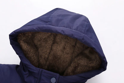 Giubbotto Invernale Bambino e Bambina Imbottito con Cappuccio e Interno in Peluche
