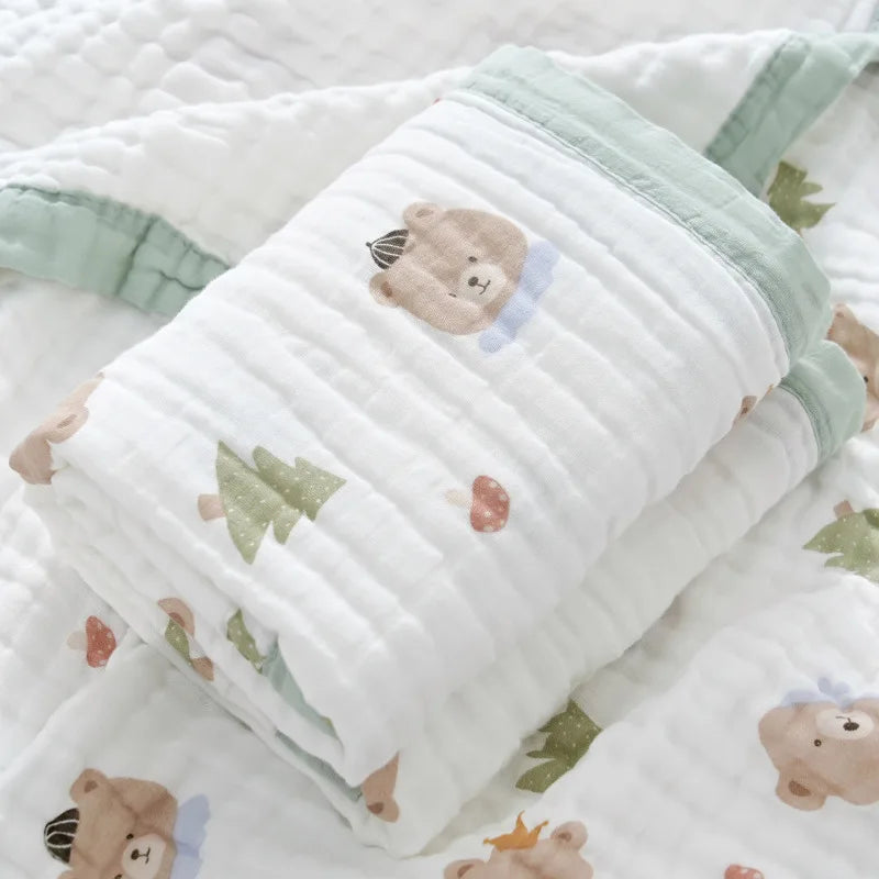 Copertina Neonato in Garza di Cotone 6 Strati 110×110 cm – Leggera, Traspirante e Morbida