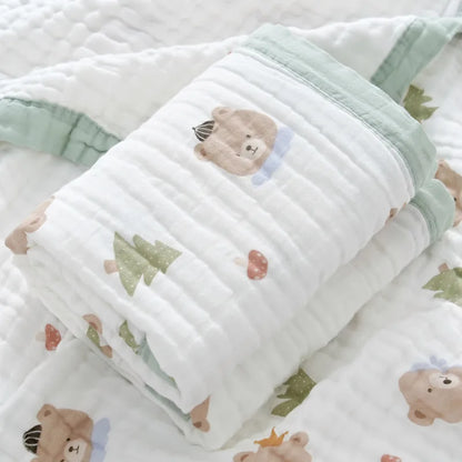 Copertina Neonato in Garza di Cotone 6 Strati 110×110 cm – Leggera, Traspirante e Morbida