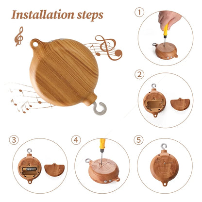 Carillon Musicale per Culla Effetto Legno – 35 Melodie e Rotazione