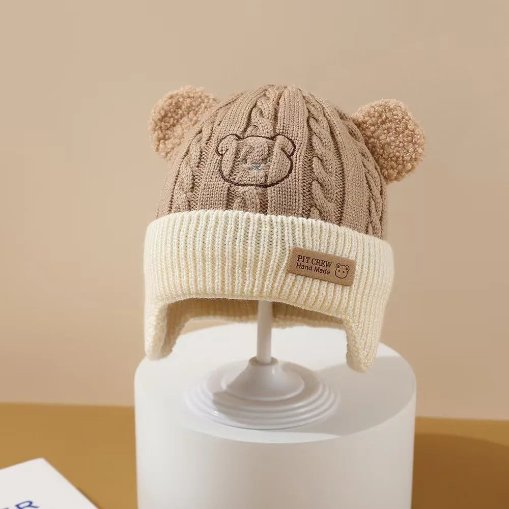 Cappello Invernale Bambino con Paraorecchie – Berretto in Maglia Foderato con Orecchie da Orsetto