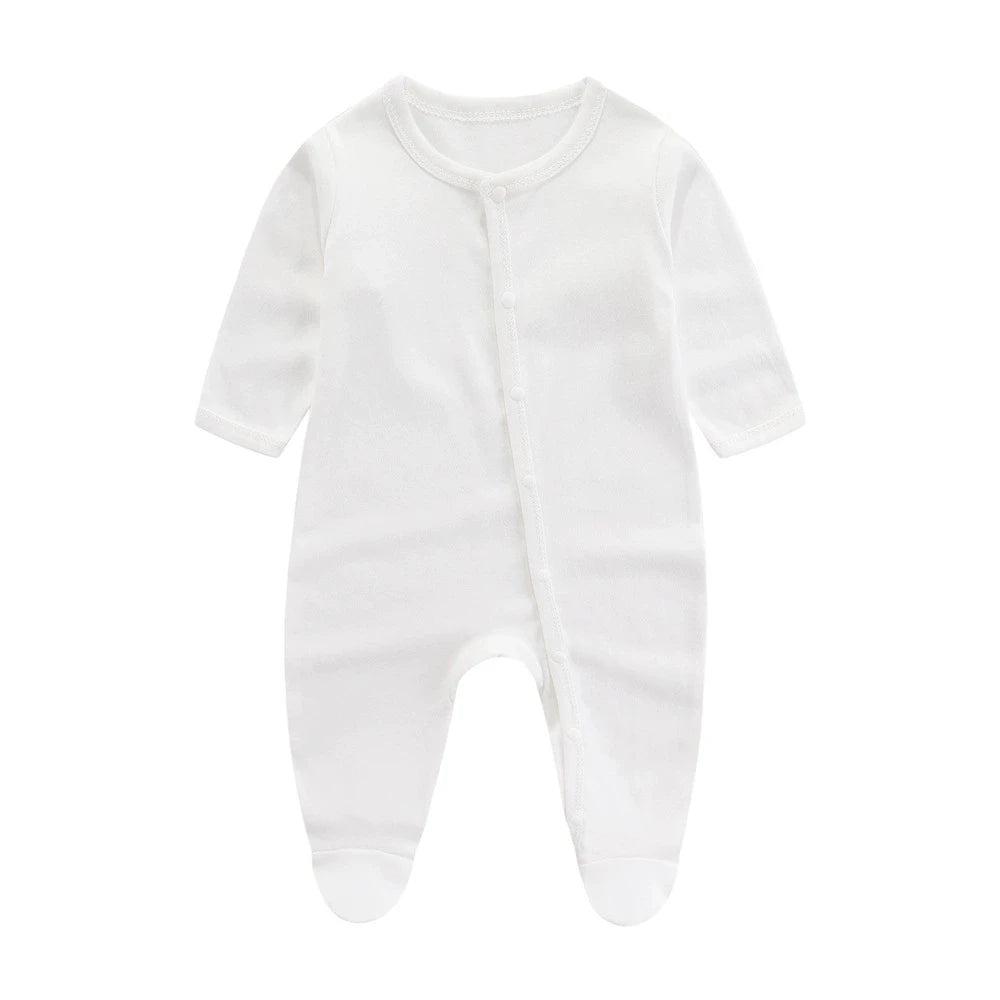 Tutina Intera Neonato 100% Cotone – Manica Lunga con Bottoni Frontali