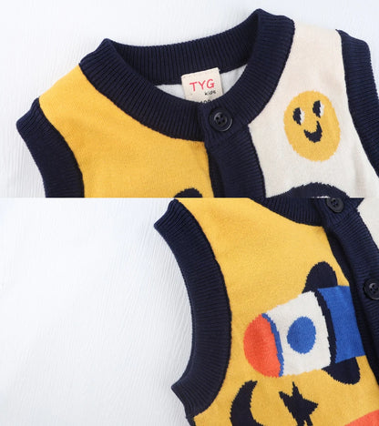 Gilet Bambino in Maglia con Bottoni – Cardigan Smanicato Primavera Autunno