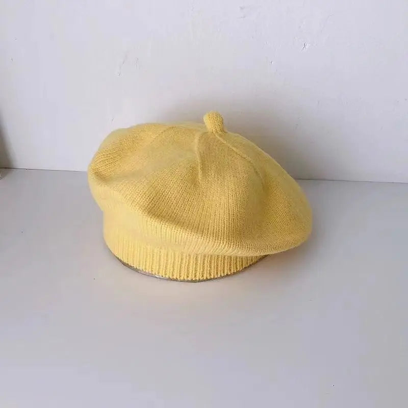 Berretto Basco Bimba in Maglia con Fiore – Autunno Inverno