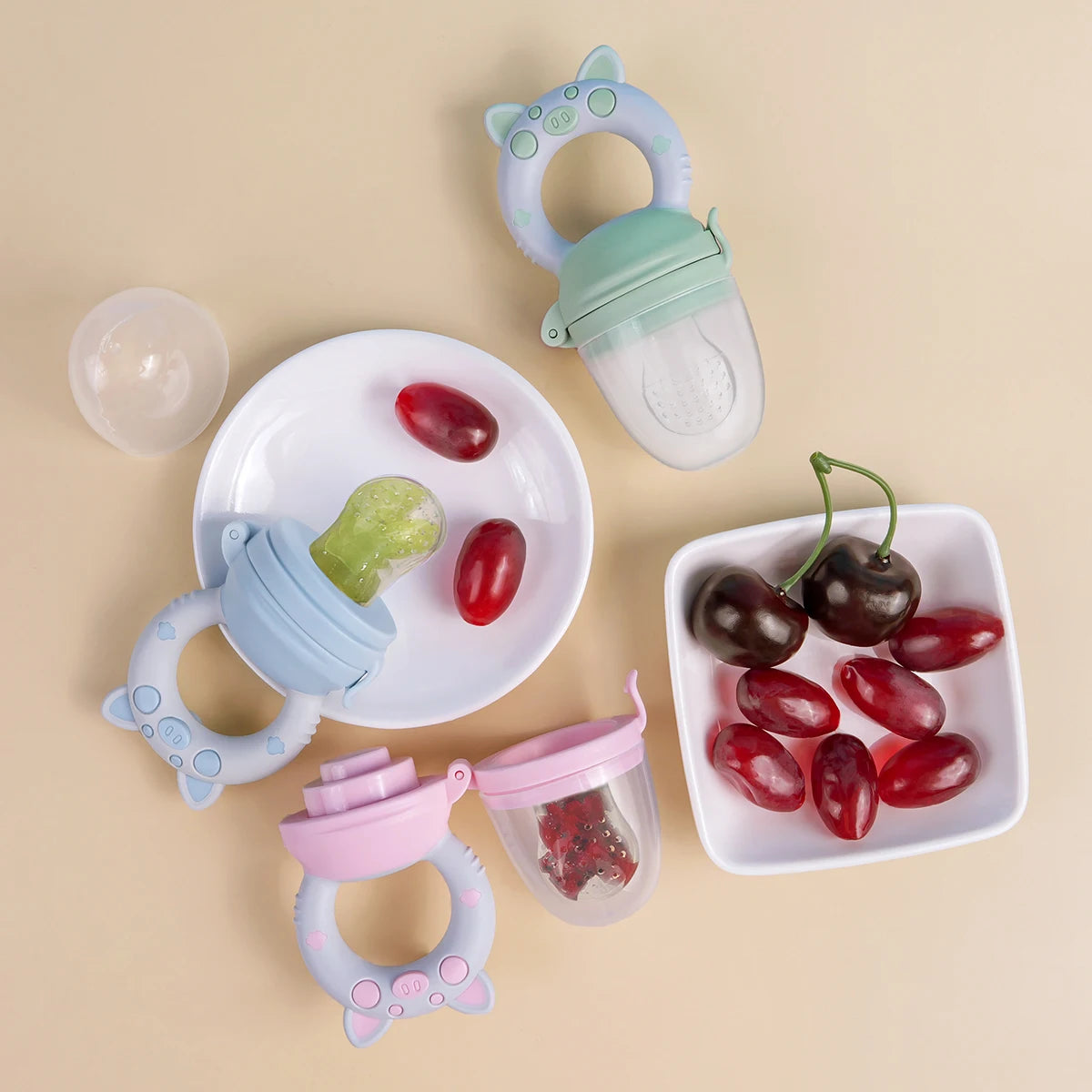 Ciuccio per Frutta Neonati – Succhietto in Silicone Morbido con Tettarelle Intercambiabili