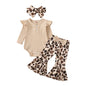 Completo Neonata 0-12 Mesi – Body a Costine Manica Lunga e Pantaloni a Zampa Leopardati