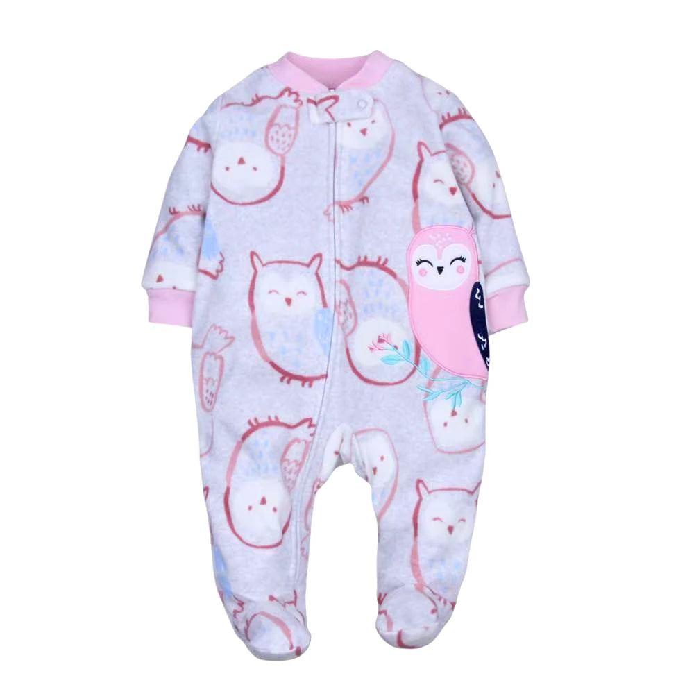 Tutina Calda in Pile con Cerniera e Stampe Animali per Bambini