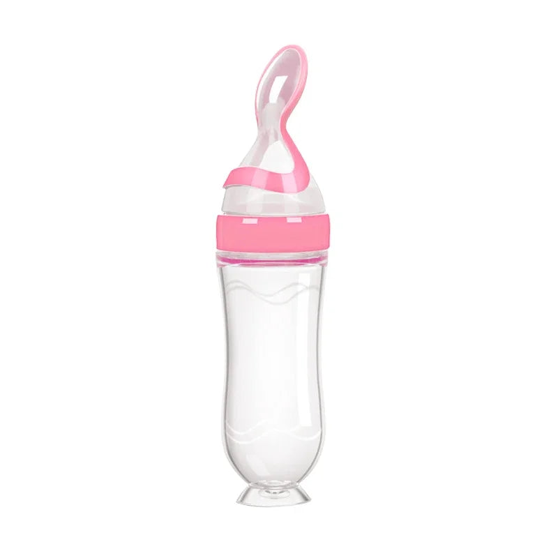 Cucchiaio Dosatore per Pappa 90 ml – Biberon Spremibile in Silicone per Svezzamento con Supporto