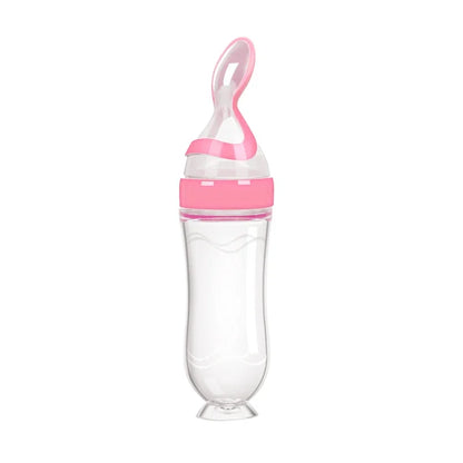 Cucchiaio Dosatore per Pappa 90 ml – Biberon Spremibile in Silicone per Svezzamento con Supporto